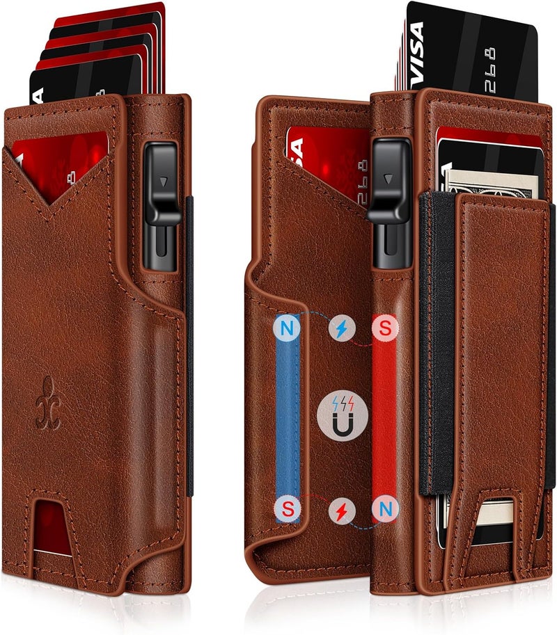 SEMORID Wallet for Men Wallet with Slim Pop Up Card Holder 9-13 Cards, Bifold Minimalist Smart Wallet RFID Blocking Credit Card Holder with ID Window & Stretchable Cash Slot Compact Metal Aluminum Card Case - Image 1